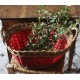 Corbeille panière osier plastique vintage rouge