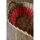 Corbeille panière osier plastique vintage rouge