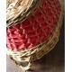 Corbeille panière osier plastique vintage rouge