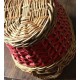 Corbeille panière osier plastique vintage rouge