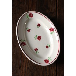 Ravier Art Déco fleurs rouges Mireille Badonviller