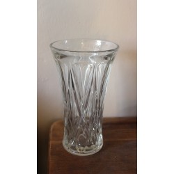 Vase verre ciselé évasé triangles losanges