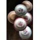 6 assiettes creuses dépareillé paires Digoin Sarreguemines rouge bleu rose