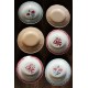 6 assiettes creuses dépareillé paires Digoin Sarreguemines rouge bleu rose
