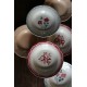 6 assiettes creuses dépareillé paires Digoin Sarreguemines rouge bleu rose