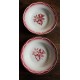 6 assiettes creuses dépareillé paires Digoin Sarreguemines rouge bleu rose
