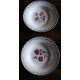 6 assiettes creuses dépareillé paires Digoin Sarreguemines rouge bleu rose