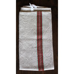 Torchon ancien chevrons bandes rouge vert