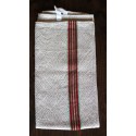 Torchon ancien chevrons bandes rouge vert