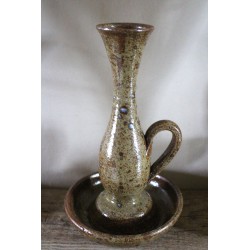 Bougeoir en grès rat de cave pyrité vintage