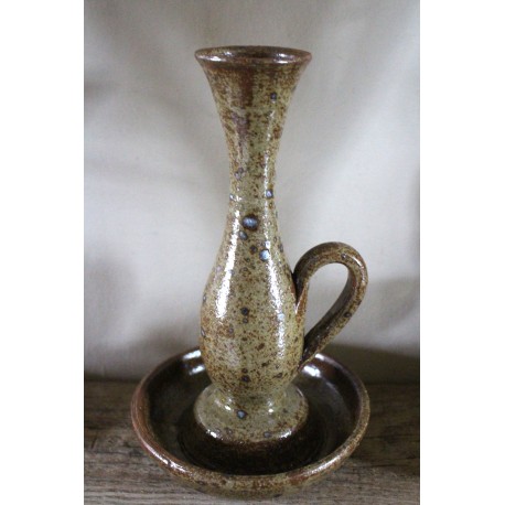 Bougeoir en grès rat de cave pyrité vintage