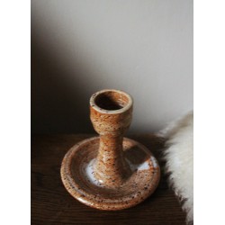 Bougeoir en grès recueil rond roux moucheté vintage