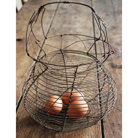 Panier fil de fer salade oeufs anse décors
