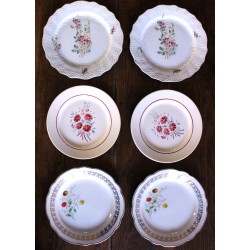 8 petites assiettes paires Badonviller Saint Amand Rose Luzin Digoin Sarreguemines