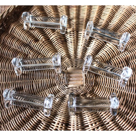 Un Lot de 6 Porte Couteaux Verre ancien transparent trilobé
