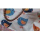 Cabas Création Enfance | Oiseaux Vintage Orange Bleu + Anses tressées